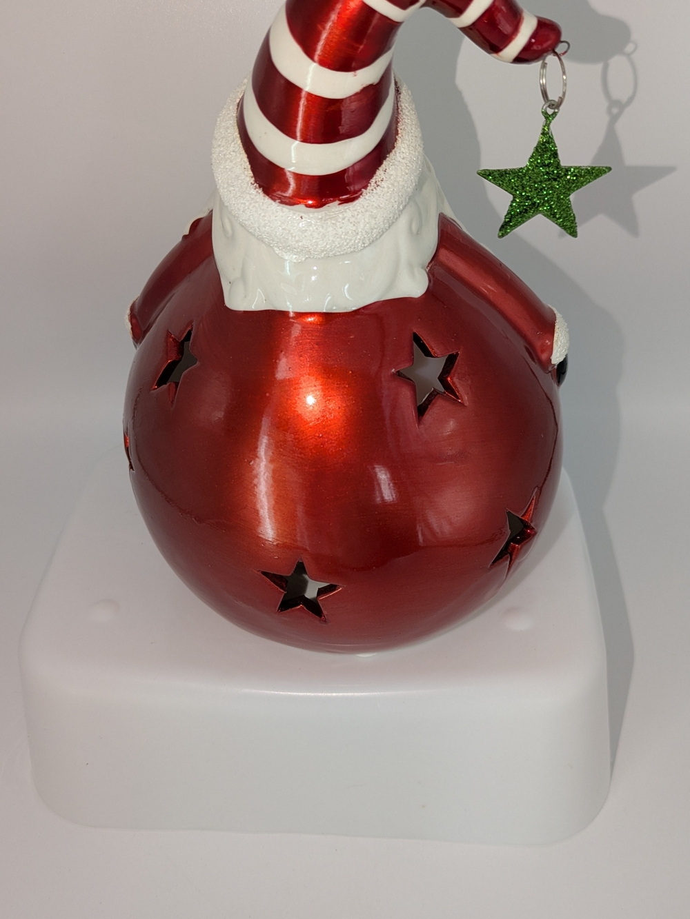 Ceramic Santa LED Lantern - Red and White Holiday Decor - Picture 3 of 5